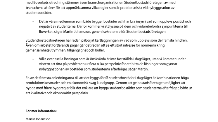 Studentbostadsbranschen utreder byggregler