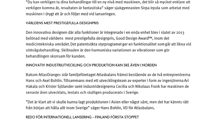 Good Design Award™ till innovativ behandlingsmaskin