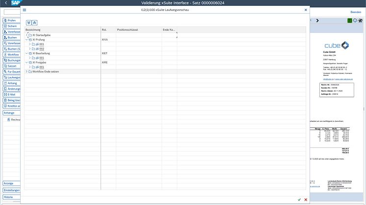 Laufwegvorschau im Invoice Monitor.  Abb. xSuite Group