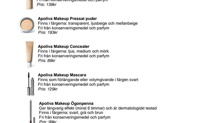Faktablad Apoteket Apoliva Makeup