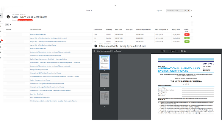OneOcean’s digital HSEQ solution now includes brand-new functionality for managing vessel certificates and scheduling reports