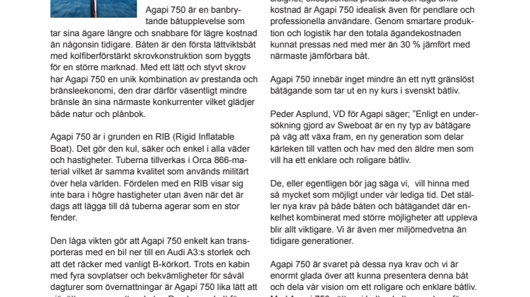 Världspremiär Agapi 750