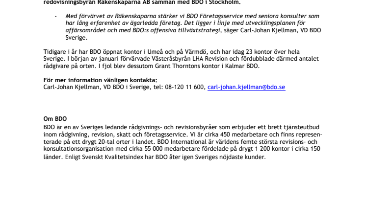 BDO köper redovisningsbyrå