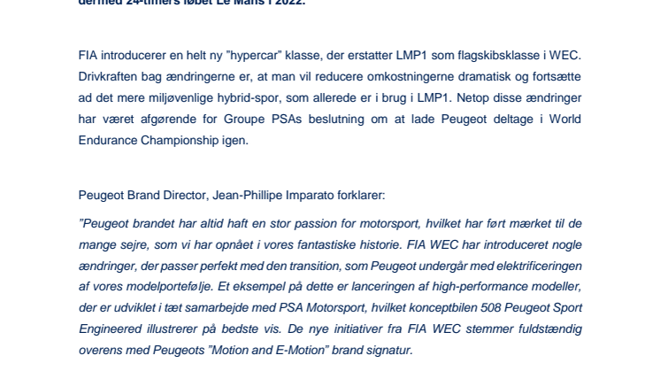 PM - Peugeot vender tilbage til Le Mans i 2022.pdf