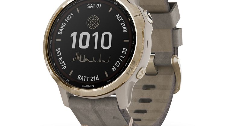 fenix 6S Pro Solar Gold / Grau / Veloursleder
