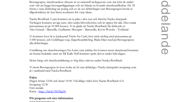 Betongcupen drar vidare till Nacka skatepark