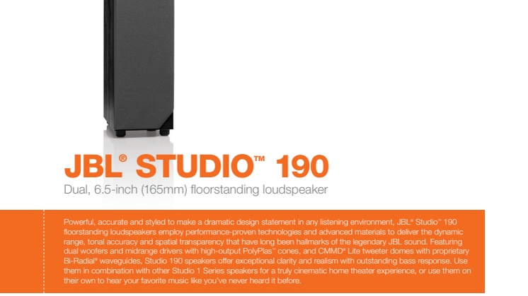 Specification sheet - JBL Studio 190 (English) 