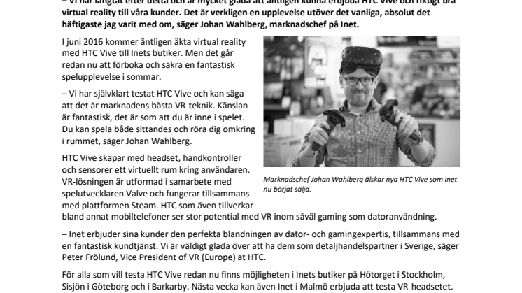 HTC Vive – I särklass häftigaste nyheten i år