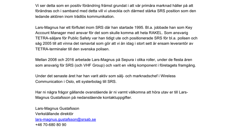 Ny VD på Swedish Radio Supply