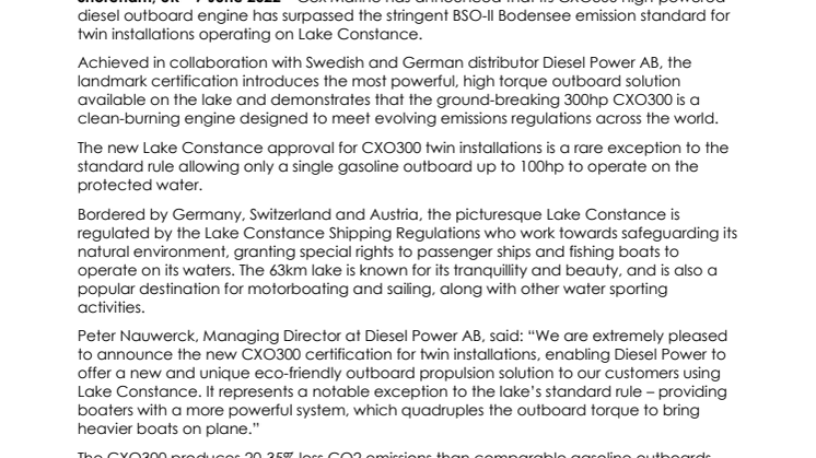 7 June 22 - CXO300 Engine Wins Landmark Lake Constance Emission Approval.pdf
