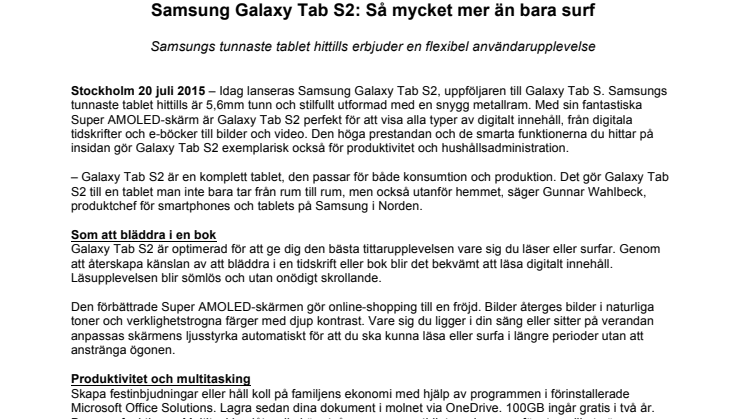 Samsung Galaxy Tab S2: Så mycket mer än bara surf