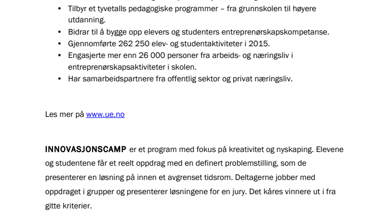 Faktaboks Ungt Entreprenørskap Norge