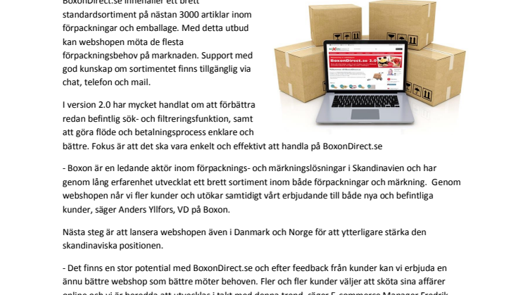 Nylansering av BoxonDirect.se ger marknadens bästa produktsök inom emballage