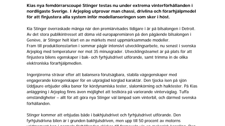 Kia Stinger vintertestas i Arjeplog