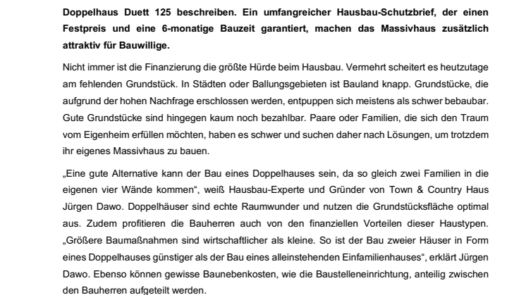 Das neue Doppelhaus Duett 125: Ein Massivhaus mit Charme und Charakter