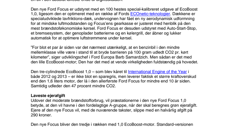 NY FORD FOCUS BRYDER GRÆNSE FOR LAVT CO2-UDSLIP