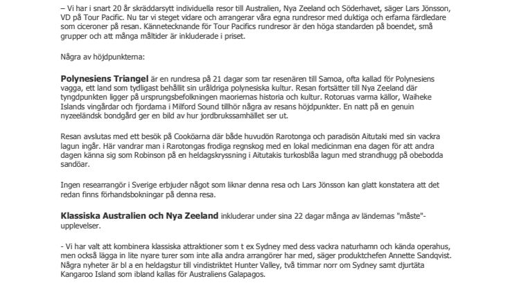 Exklusiva rundresor med svensk färdledare till Australien, Nya Zeeland och Söderhavet