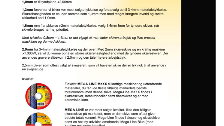 Valg af tykkelse på 125mm skæreskiver: