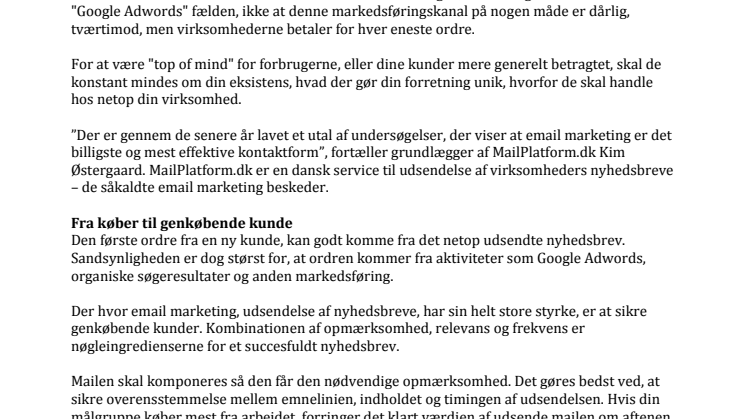 Kundeloyalitet er bedst og billigst med nyhedsbreve