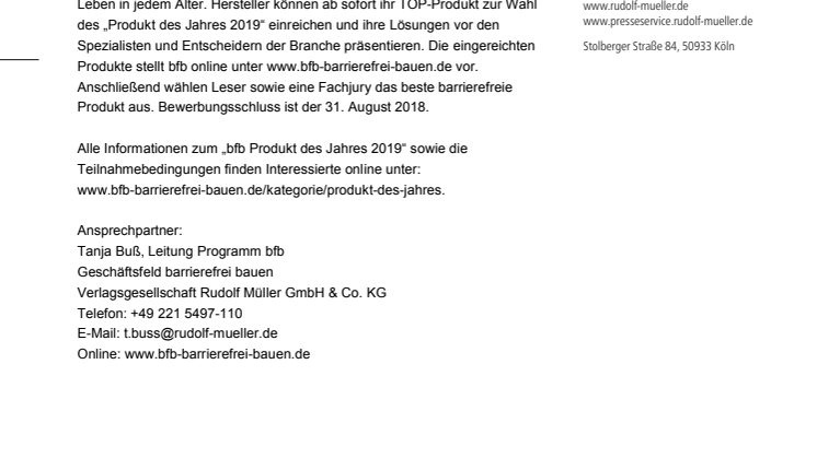 bfb Produkt des Jahres 2019 - Beliebteste barrierefreie Produkte gesucht
