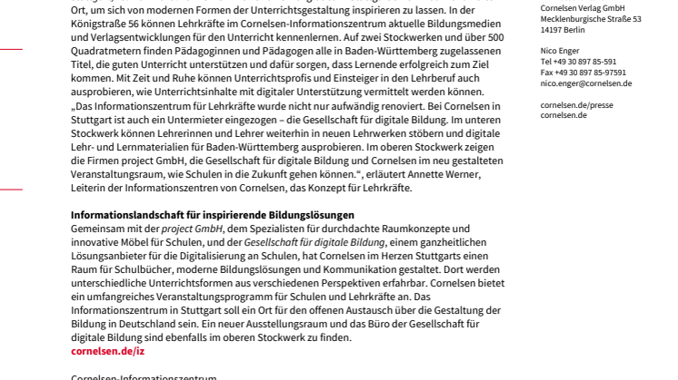 Frisch renoviert: Cornelsen eröffnet Informationszentrum in Stuttgart neu