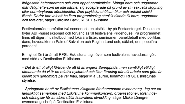 Regina Lund och Pain of Salvation till Springpride
