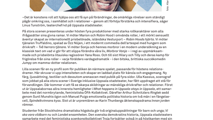 FRIGÖRELSE, FÖRÄNDRING OCH ENGAGEMANG - EN FULLMATAD TEATERHÖST