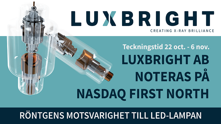 Luxbright offentliggör investeringserbjudande och notering på Nasdaq First North Growth Market, samt offentliggör prospekt