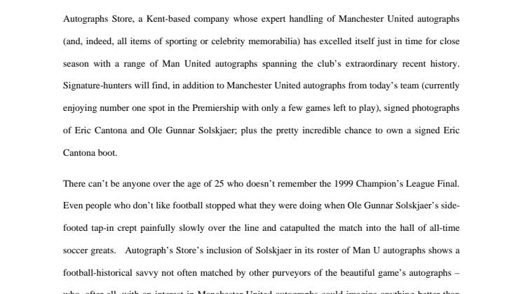 Inclusion of past legends sees Manchester United autographs stock soaring