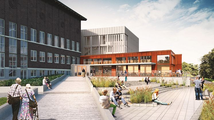 Hallands konstmuseum när det står färdigt, juni 2019.  Arkitekter och illustration: White.