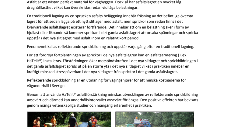 Hållbar renovering av vägar med hjälp av asfaltsförstärkning