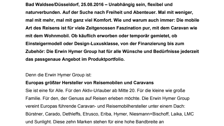 Mobiler Urlaub: Für jeden Wunsch das Passende