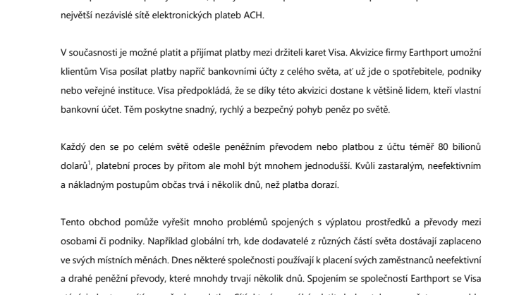 Visa kupuje firmu Earthport