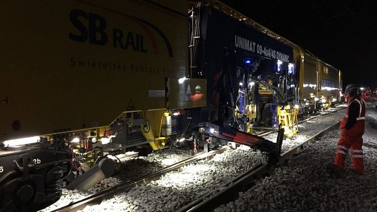 Tamping machine track levelling - credit Network Rail