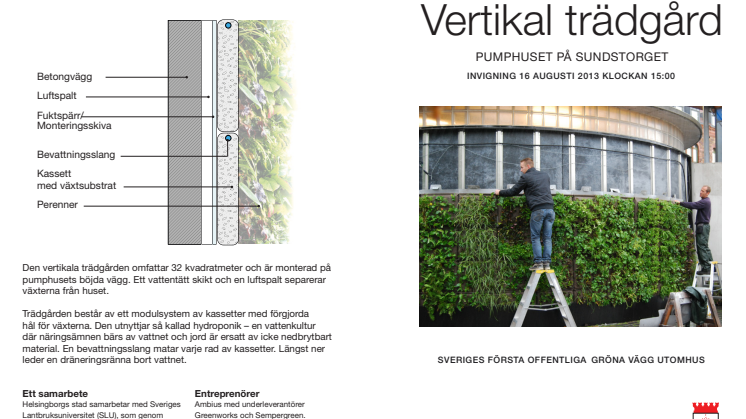 Vertikal trädgård Helsingborg, folder