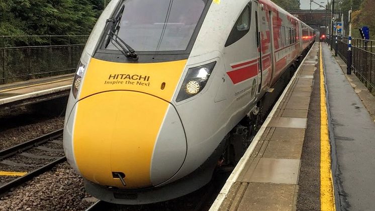 Hitachi Intercity train carrying out digital signalling tests