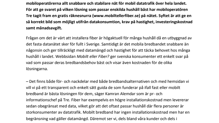 Mobilt eller fiber? Ny räknesnurra ger hushållen svaret 