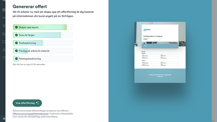 AI-offertgeneratorn hos Offerta.se