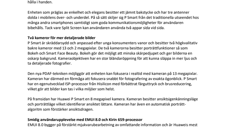 Ny smartphone för unga: Huawei lanserar P Smart