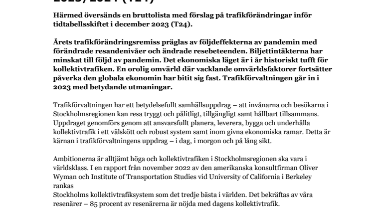 Trafikförändringsremiss T24