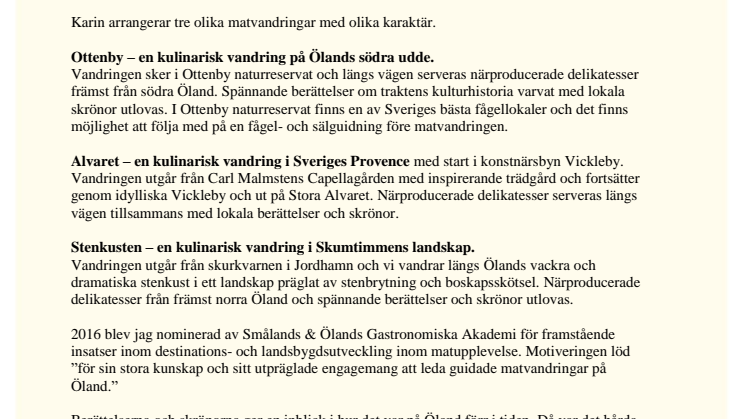 Karin Westbergh arrangerar guidade matvandringar på Öland.