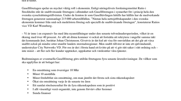 ​City Network ett av sex Gasell-företag i Blekinge