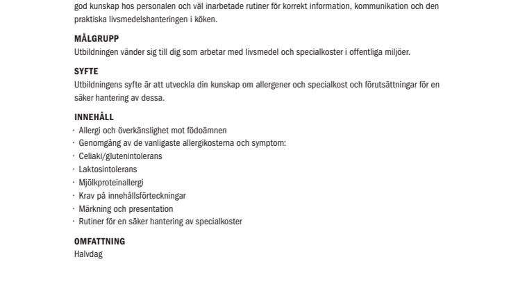 Allergi och specialkost