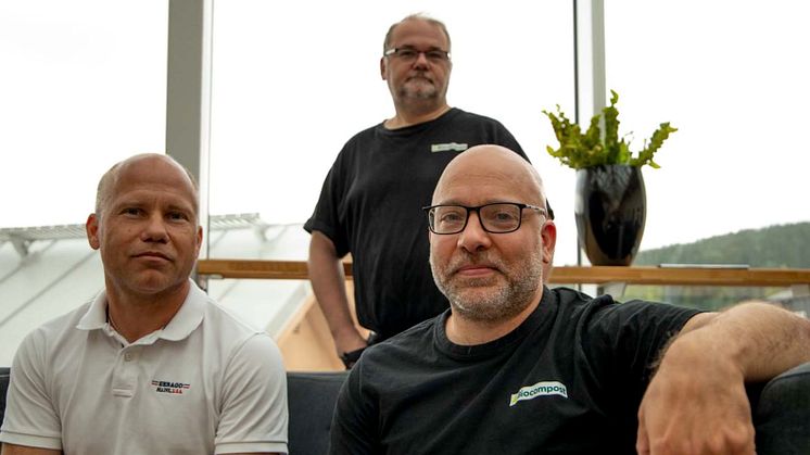 Thomas Storsjö, vd, Eric Tjernberg, grundare och Juan Pablo Arrigoni, forskare och PhD i kompostering på Biocompost.