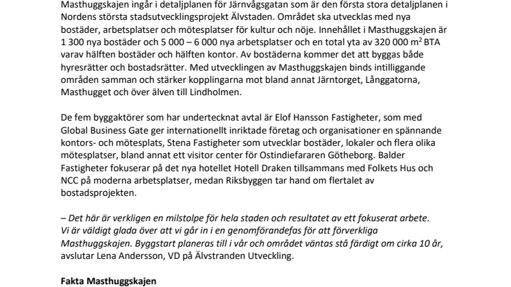 Mark- och exploateringsavtal för Masthuggskajen undertecknat
