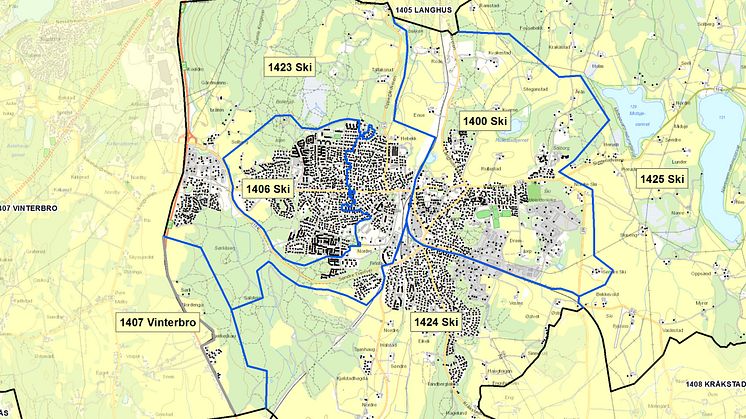 1400 Ski - postnummerinndeling