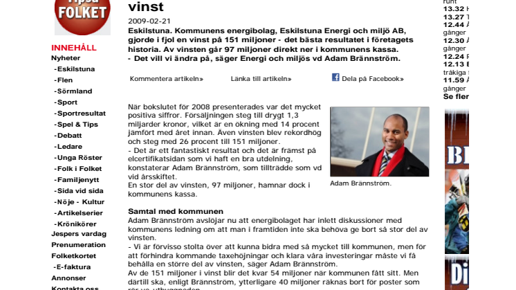 Tidningen Folket-rekordvinst