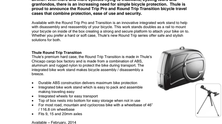Thule launches two bike travel cases and adds innovative features to the category with integrated  work stand