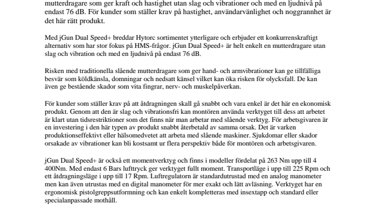 Mutterdragare utan slag och vibrationer