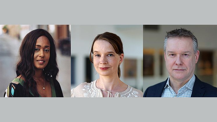 Framstående historiker svarar allmänheten på frågor om skolan förr i tiden. I bild fr. vänster: Johanna Ringarp (Foto Clément Morin), Sara Backman Prytz och Esbjörn Larsson